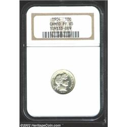 1904 10C PR65 Cameo NGC. Uniformly brilliant with reflective fields and a mild cameo contrast on the