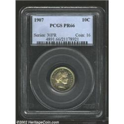 1907 10C PR66 PCGS. Rich patina and deeply mirrored surfaces compliment each other. Important notice