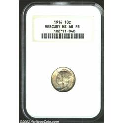 1916 10C MS68 Full Bands NGC. One would be hard pressed to find a finer 1916-P Mercury Dime, even if