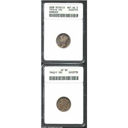 1916-D 10C--Damaged--ANACS, Good Details, Net AG3, well worn with a few shallow gouges visible on th