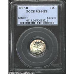 1917-D 10C MS64 Full Bands PCGS. There is some medium intensity champagne-russet peripheral shading.