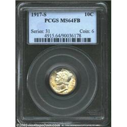 1917-S 10C MS64 Full Bands PCGS. Mottled golden-russet color is noted on both sides of this coin, bu