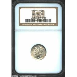 1921 10C MS64 Full Bands NGC. With a limited original mintage of 1.2 million pieces, the 1921 is a p