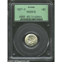 1927-S 10C MS65 Full Bands PCGS. The first of two Gem Full Bands 1927-S Mercury Dimes from this cons