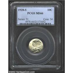 1928-S 10C MS66 PCGS. Lustrous and untoned with clean surfaces. Population: 22 in 66, 2 finer (10/02