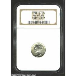 1936-S 10C MS67 Full Bands NGC. A lightly toned and lustrous Superb Gem that has a sharp strike and.