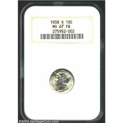 1938-S 10C MS67 Full Bands NGC. This well struck Superb Gem is brilliant save for a few splashes of.