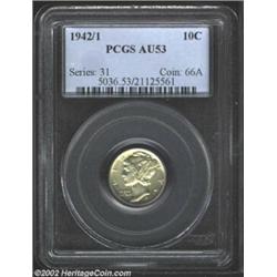 1942/1 10C AU53 PCGS. Sharply struck and well preserved, both sides are lightly toned with a few rus