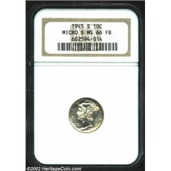 1945-S 10C Micro S MS66 Full Bands NGC. A scarce and often overlooked strike rarity in the short set