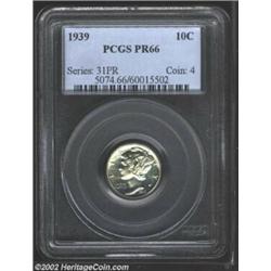 1939 10C PR66 PCGS. Brilliant throughout with exceptionally deep mirrored fields. The surfaces are n