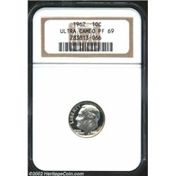 1962 10C PR69 Deep Cameo NGC. Virtually perfect with remarkably deep obverse and reverse cameo effec