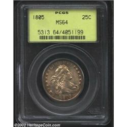 1805 25C MS64 PCGS. B-3, R.1. Die State V. A second, and even finer representative of the 1805 Brown