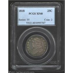 1818 25C XF40 PCGS. B-8, R.3. Moderately abraded surfaces have strong remaining luster and attractiv