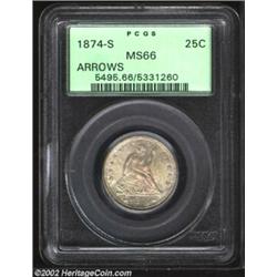 1874-S 25C Arrows MS66 PCGS. Because of the discovery of a small hoard of 1874-S Quarters in a West.