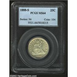 1888-S 25C MS64 PCGS. This specimen has fully frosted surfaces. Population: 21 in 64, 5 finer (10/02