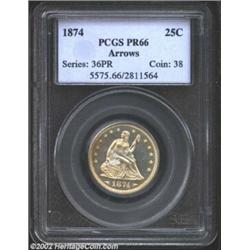 1874 25C Arrows PR66 PCGS. We are fortunate to be presenting several consignments of truly spectacul