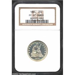 1884 25C PR67 Cameo NGC. A glorious, untoned specimen that looks essentially as it did when it left.