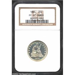 1884 25C PR67 Cameo NGC. A glorious, untoned specimen that looks essentially as it did when it left.