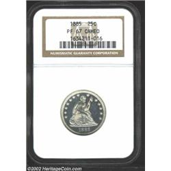 1885 25C PR67 Cameo NGC. The limited original mintage of the business strike 1885 Seated Quarter, as