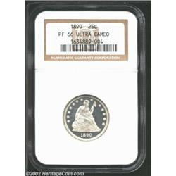 1890 25C PR66 Ultra Cameo NGC. Only 590 proofs were struck this year with only 80,000 business strik