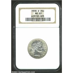 1908-S 25C MS65 NGC. Writing in 1994, David Lawrence (The Complete Guide to Barber Quarters) states.