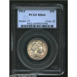 1912 25C MS64 PCGS. A lustrous near-Gem that has freckles of light russet patina along the obverse b