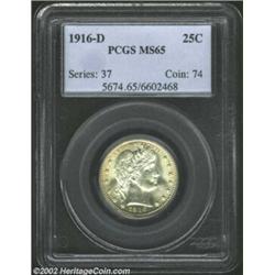 1916-D 25C MS65 PCGS. The margins have light apricot patina. A sharply struck and lustrous Gem that.