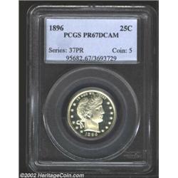 1896 25C PR67 Deep Cameo PCGS. A stunning Superb Gem, the eye appeal of this coin would easily suppo