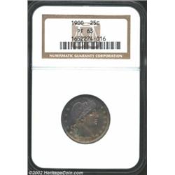 1900 25C PR63 NGC. A fertile crescent of rainbow toning is noted on the obverse. The same type of to