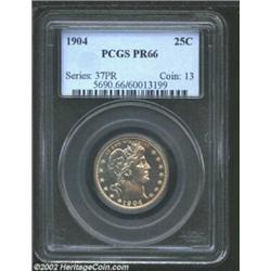 1904 25C PR66 PCGS. The 90 in the date is lightly repunched east. The obverse has faintly speckled m