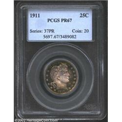 1911 25C PR67 PCGS. With solid technical merits and pleasing, original toning, this specimen strikin