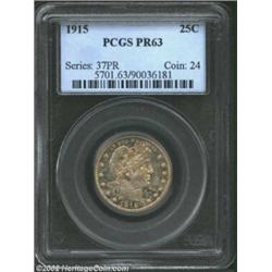 1915 25C PR63 PCGS. The fields and devices remain free of the distracting marks commonly seen on pro