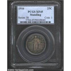 1916 25C XF45 PCGS. This is a richly toned and blatantly original example whose surfaces are overlai