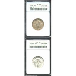 1917 25C Type One AU50 ANACS, a bold striking, as usual, with light golden accents; and a 1926-D MS6