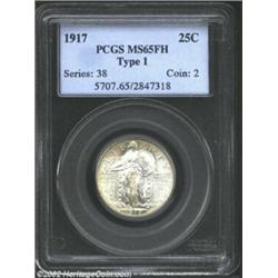 1917 25C Type One MS65 Full Head PCGS. A trace of patina is noted on the leg of Liberty. Important n