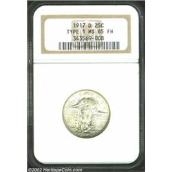 1917-D 25C Type One MS65 Full Head NGC. This is a gorgeous Gem with frosty textured surfaces that ar