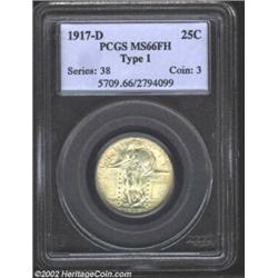 1917-D 25C Type One MS66 Full Head PCGS. Lustrous and bright, with only a very few marks dotting the