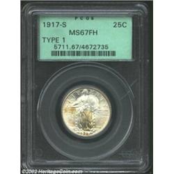 1917-S 25C Type One MS67 Full Head PCGS. Despite a higher mintage, the 1917-S Type One (1.9 million.