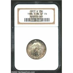 1917-S 25C Type One MS67 Full Head NGC. Fully struck in all areas, including the rivets on the shiel