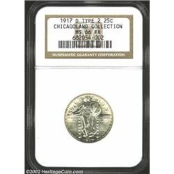 1917-D 25C Type Two MS66 Full Head NGC. Untoned save for a whisper of golden patina at the outermost