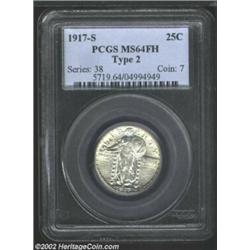 1917-S 25C Type Two MS64 Full Head PCGS. This gorgeous near-Gem exhibits satiny, lustrous surfaces w