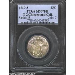 1917-S 25C Type Two MS67 Full Head PCGS. A marginally finer representative that, while perhaps not q