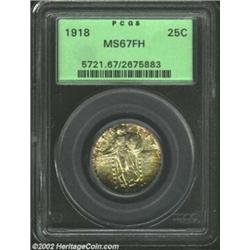 1918 25C MS67 Full Head PCGS. This is one of the most beautiful Standing Liberty Quarters of any dat