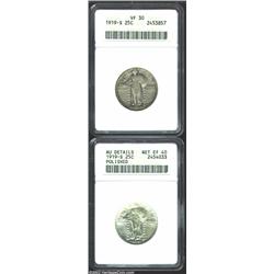 1919-S 25C VF30 ANACS, a delightful mid-grade example with smooth wear and no mentionable surface ma