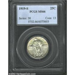 1919-S 25C MS66 PCGS. The 1919-S is a highly respected, low mintage key to the Standing Liberty Quar