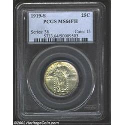 1919-S 25C MS64 Full Head PCGS. This originally preserved near-Gem is overlaid in more or less even.