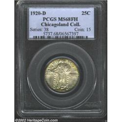 1920-D 25C MS68 Full Head PCGS. It is our privilege to offer again this remarkable 1920-D Quarter, l