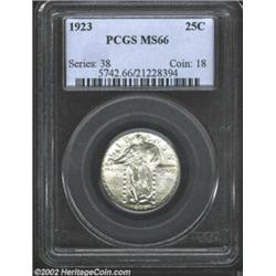 1923 25C MS66 PCGS. Superior mint luster characterizes this beautiful, glowing, nearly perfect Quart