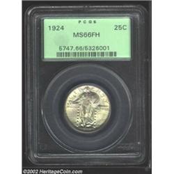 1924 25C MS66 Full Head PCGS. A classy Gem, with outstanding luster and satiny well preserved surfac