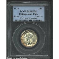 1924 25C MS66 Full Head PCGS. The margins have pleasing coffee-gold patina, while the centers are fu